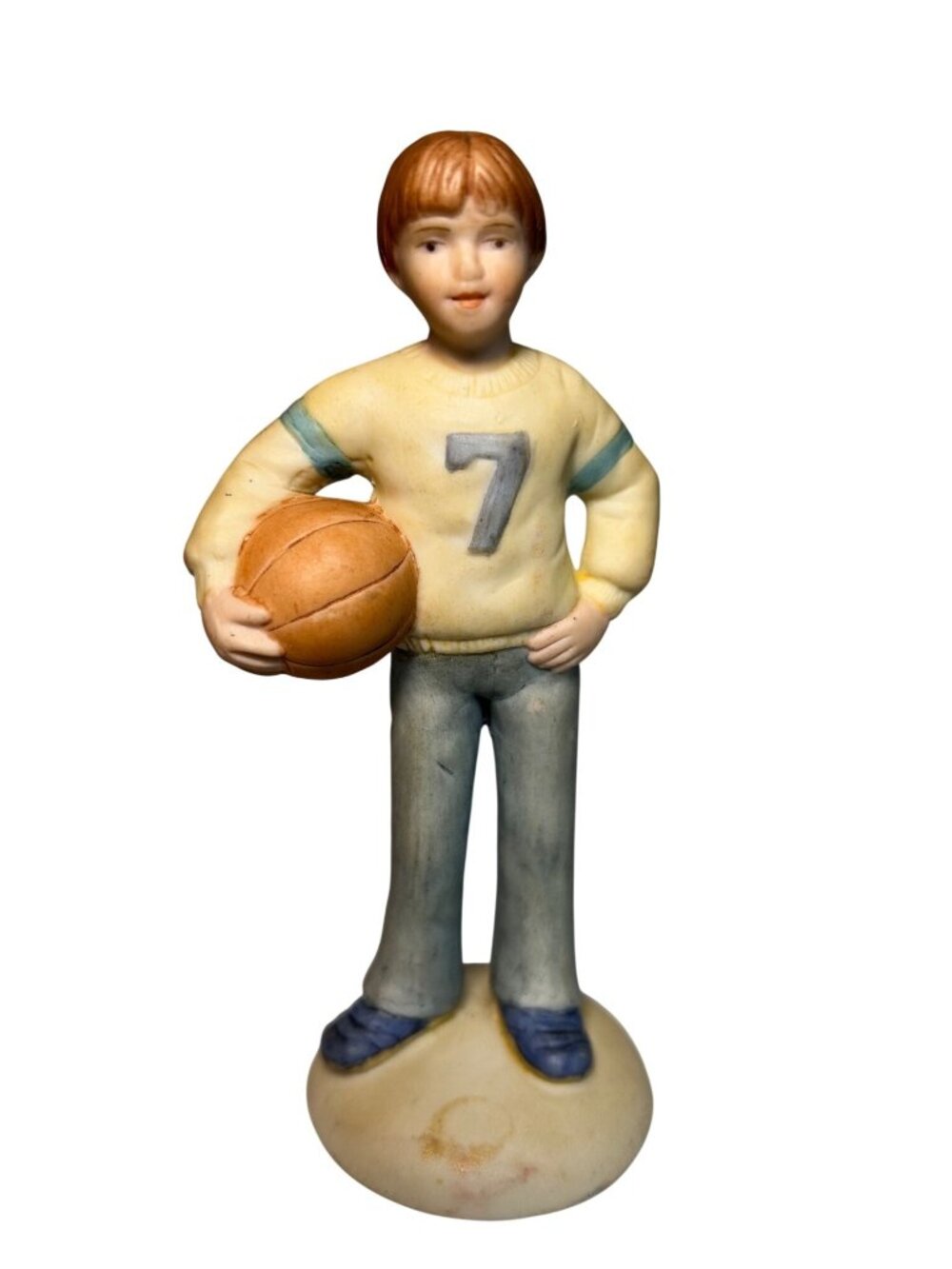 Growing Up Boys Figurine By Enesco 1983 Basketball Player Porcelain Bisque Age 7